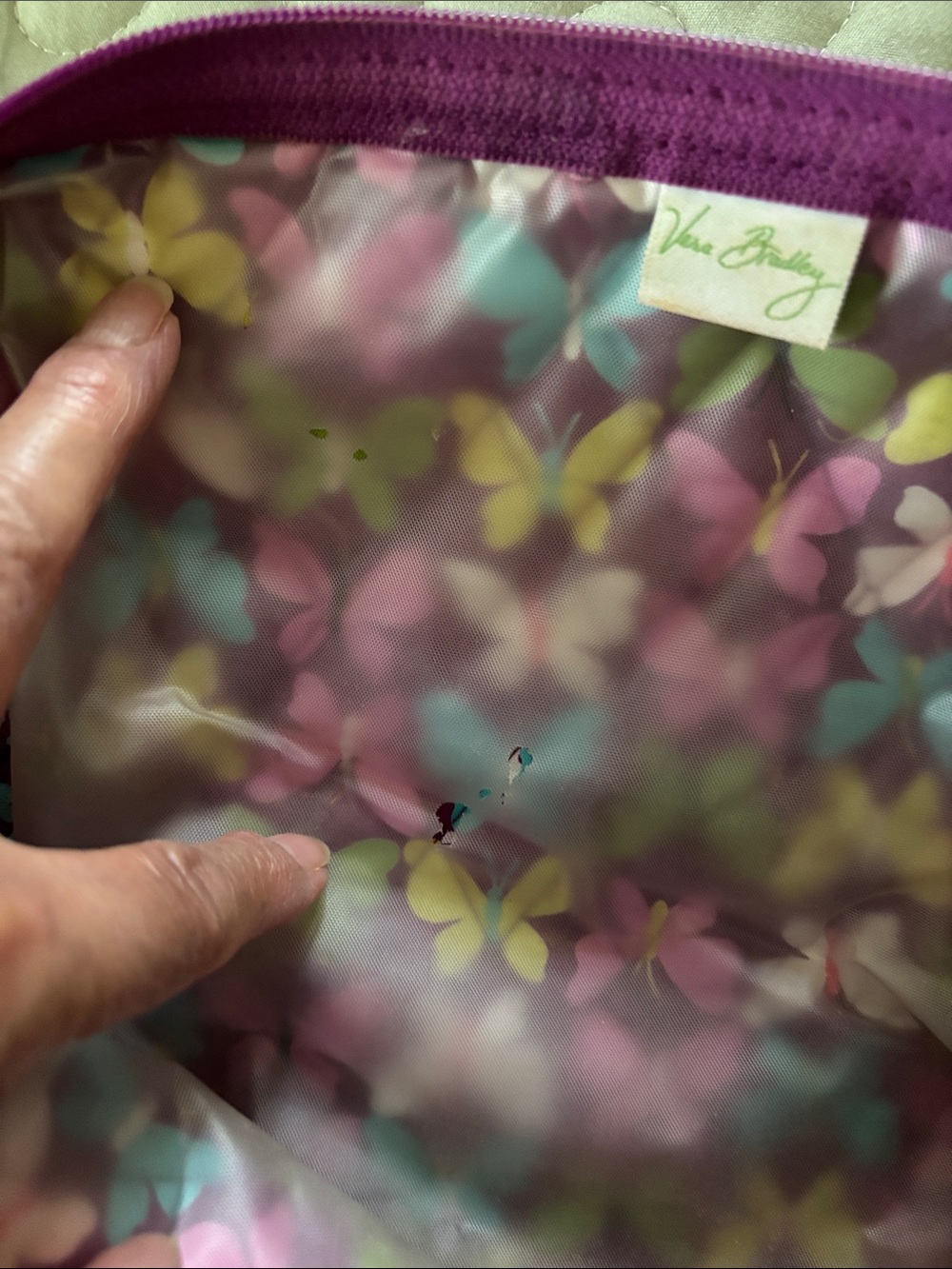 Vera Bradley Retired Flutterby Quilted Floral Lined Cosmetic Pouches Bags 2 - Picture 10 of 14